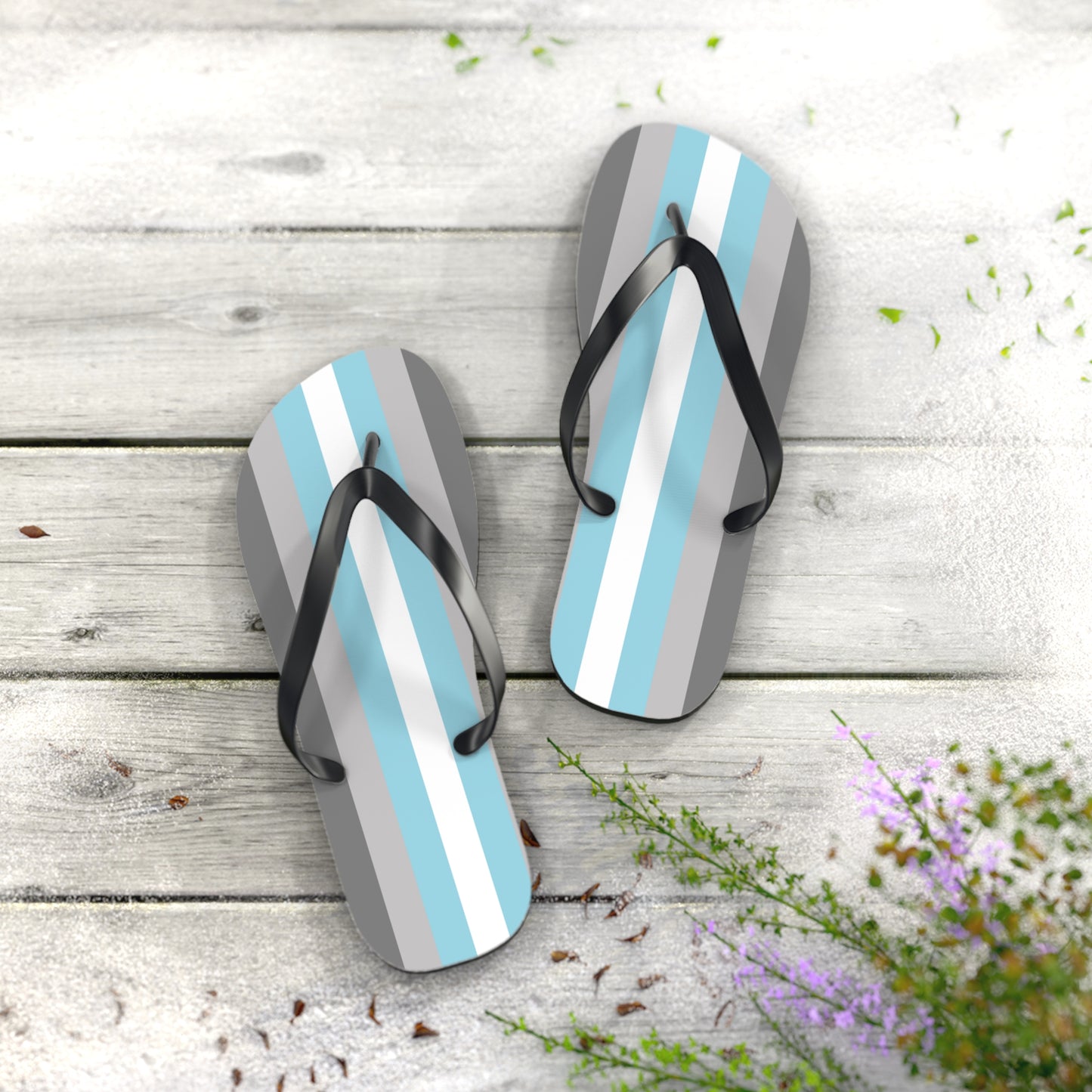 L Black sole Demiboy Pride Flip Flops