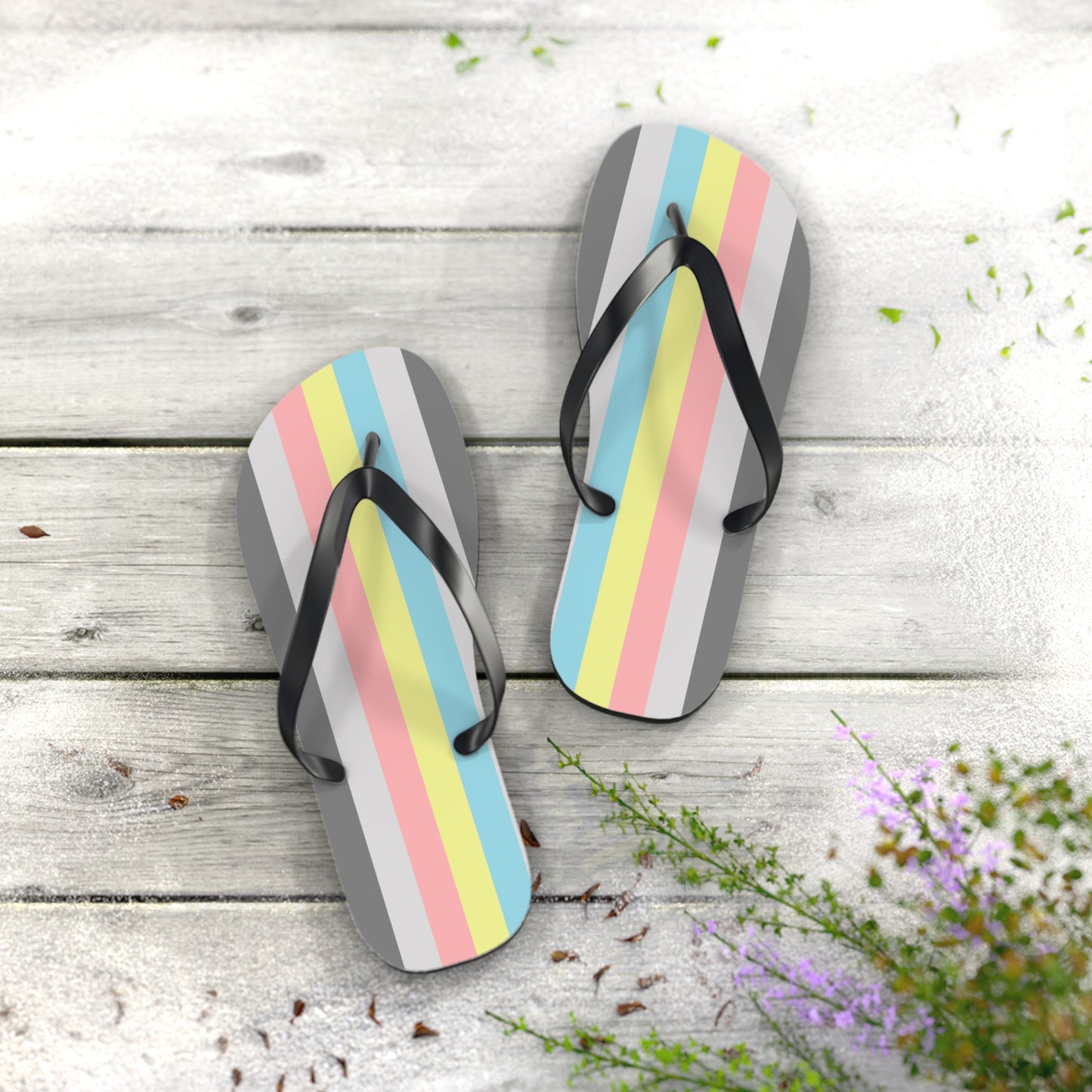 L Black sole Demiflux Pride Flip Flops