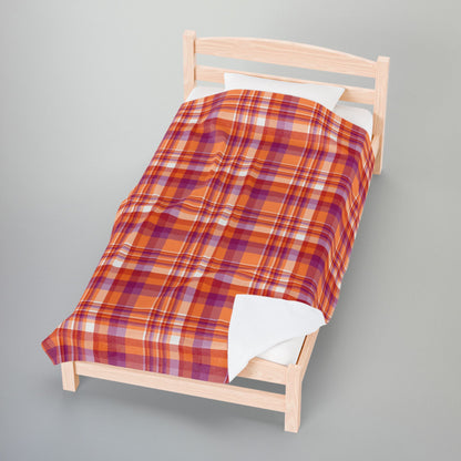 Lesbian Pride Plaid Velveteen Plush Blanket
