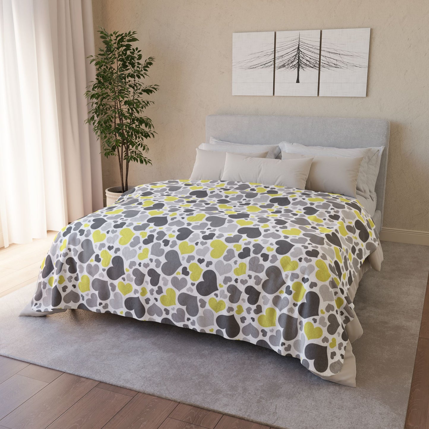 Demigender Pride Valentine’s Day Hearts White Fleece Sherpa Blanket