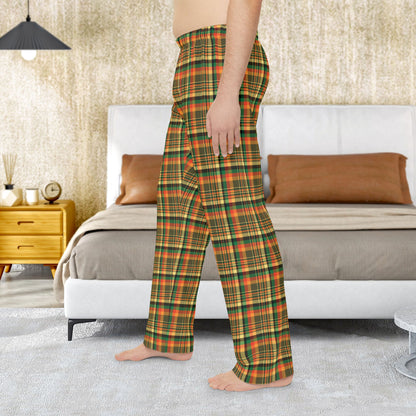 Men’s Dark Green, Orange & Gold Elysburg PA Plaid Pajama Pants