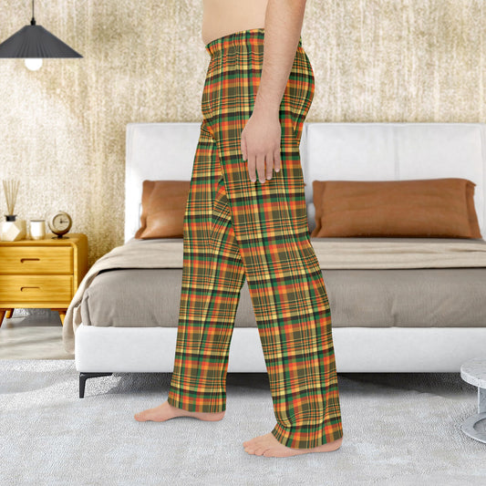 Men’s Dark Green, Orange & Gold Elysburg PA Plaid Pajama Pants