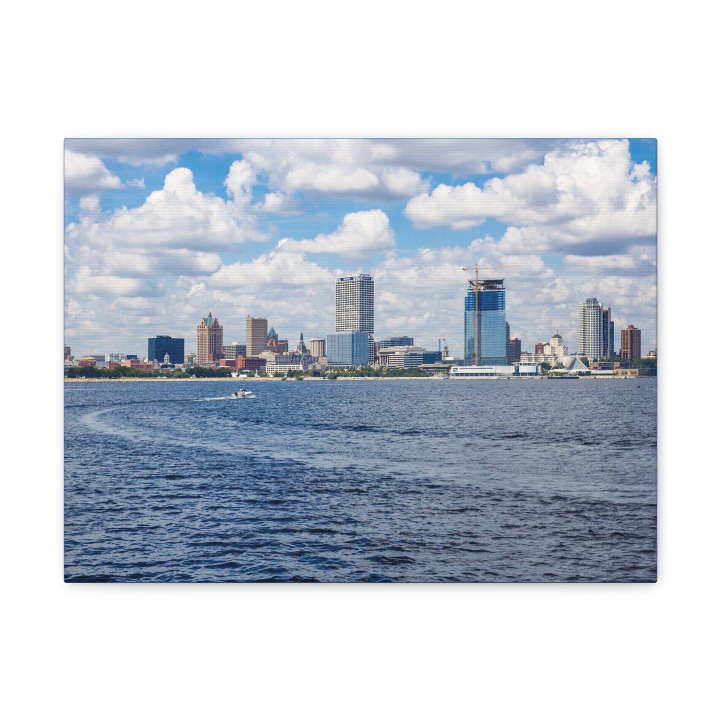Milwaukee Wisconsin Skyline desde el lago Michigan, fotografía lienzo envoltura arte de pared