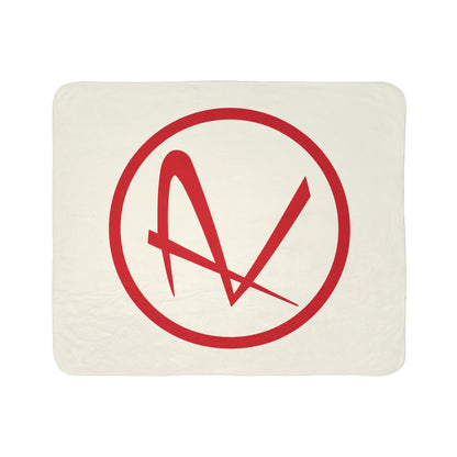 Rambler Red Logo Cream Fleece Sherpa Blanket
