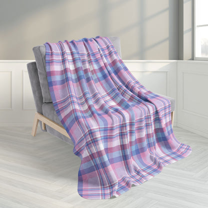 Bigender Purple Pride Plaid Fleece Sherpa Blanket