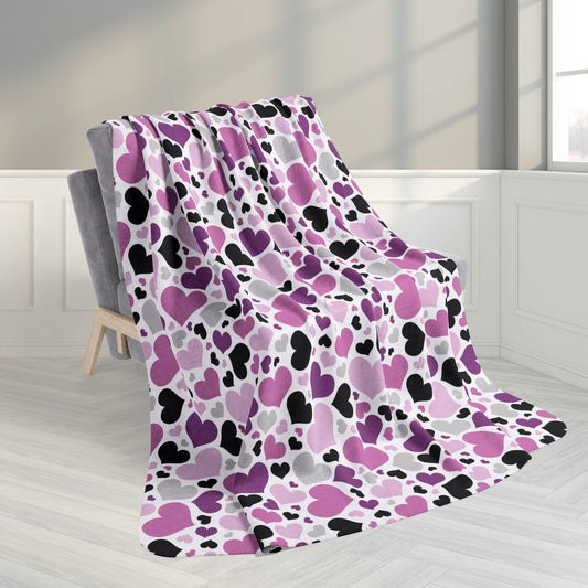 60" × 80" Straight Queer Pride Valentine’s Day Hearts Fleece Sherpa Blanket