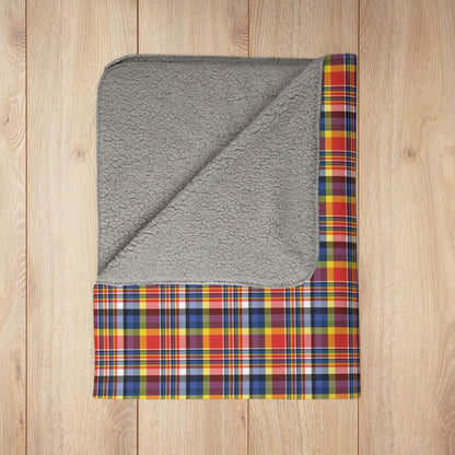 Red, Yellow & Blue Ohio Plaid Fleece Sherpa Blanket