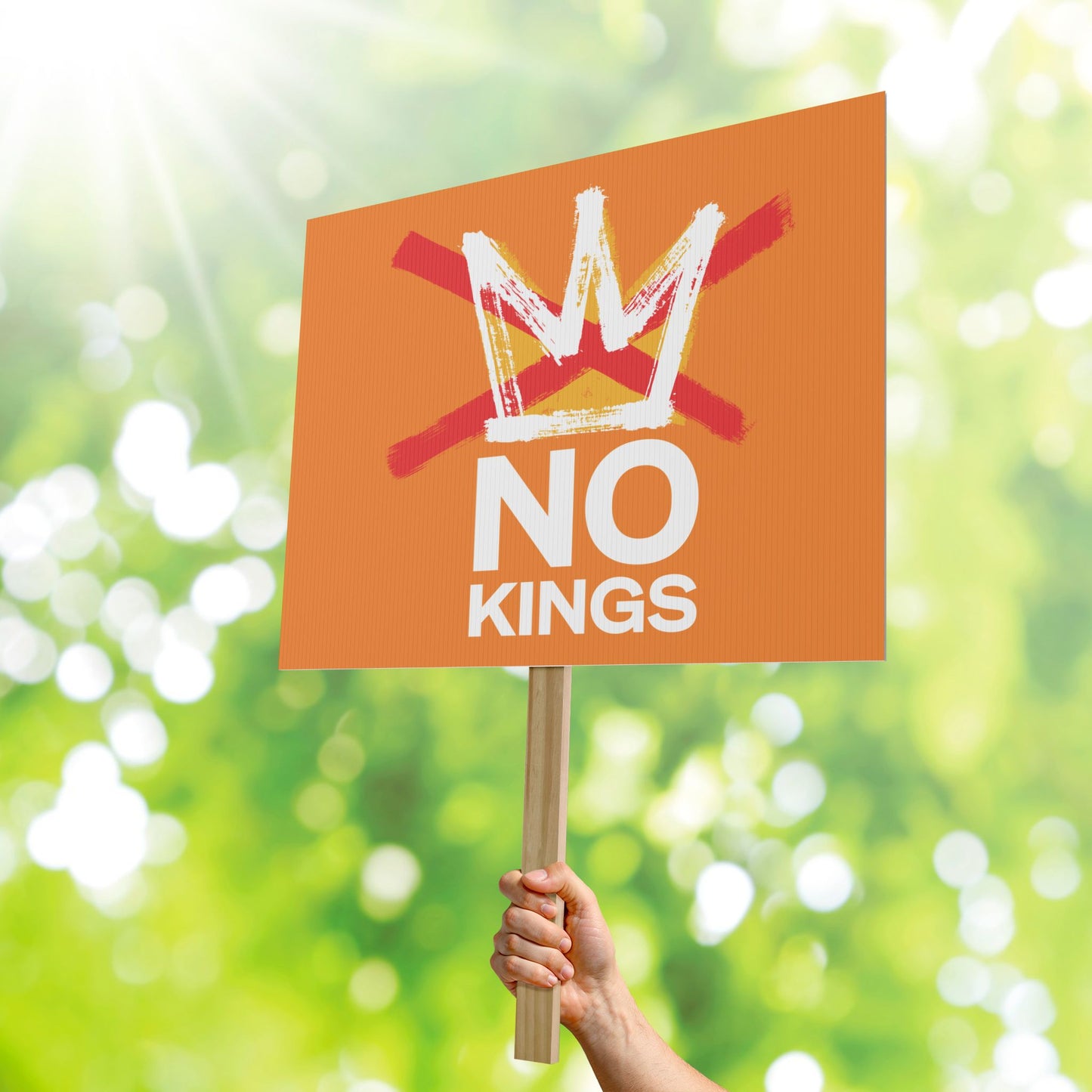 18" x 24" White No Kings Gold Protest Sign