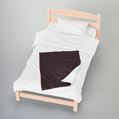 Rambler Red Logo Black Velveteen Plush Blanket