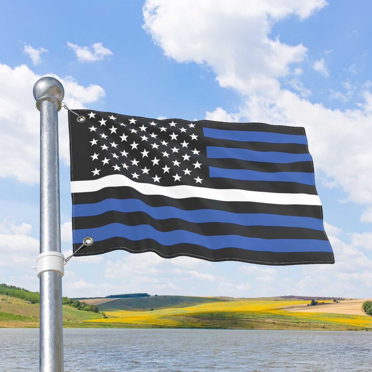 USA Thin White Line American Flag with Grommets