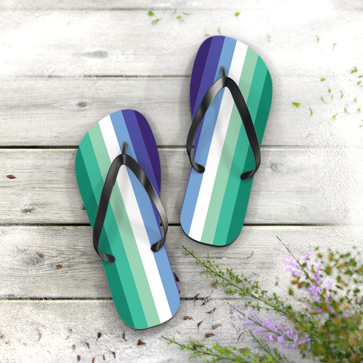 XL Black sole Gay Men Pride Flip Flops