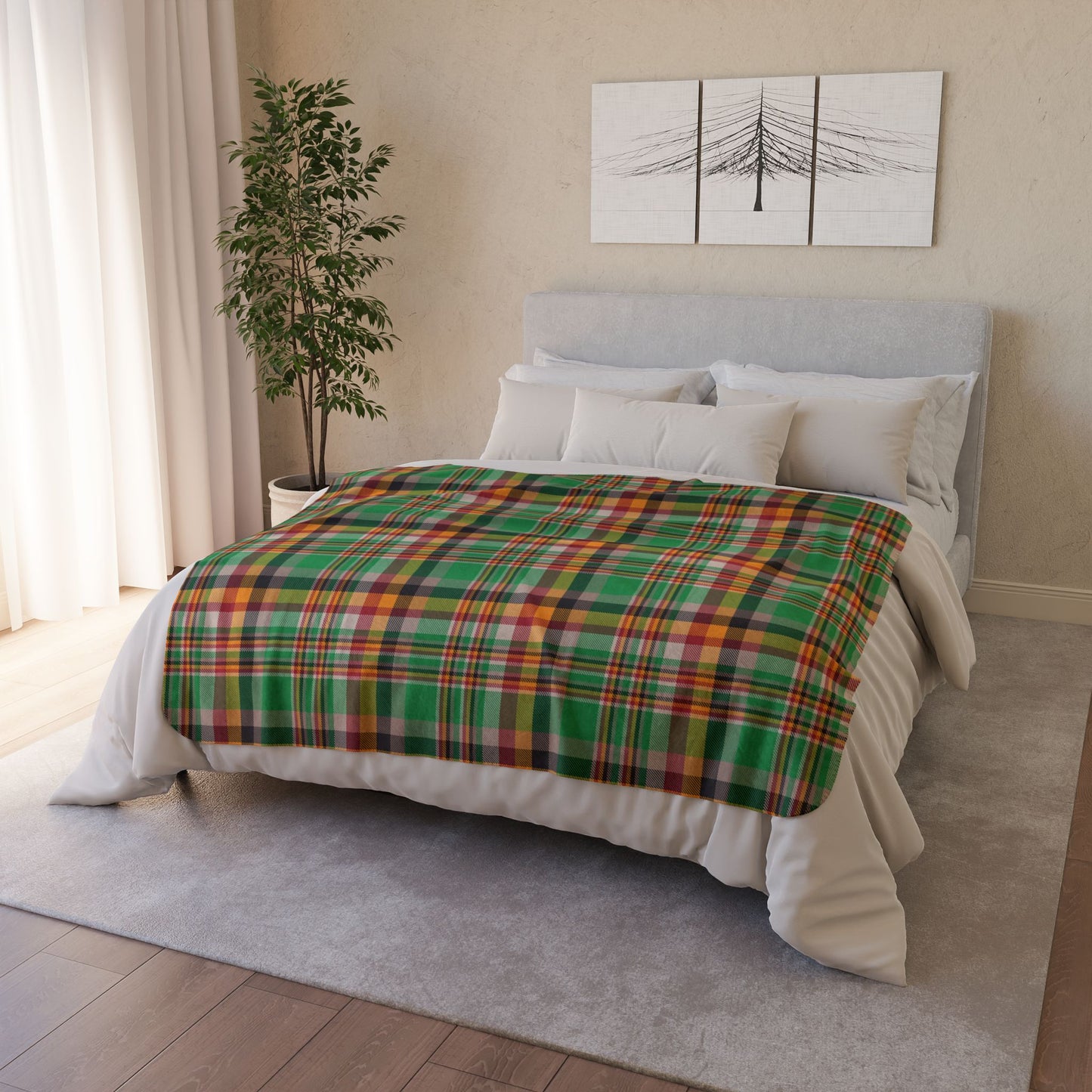 Kwanzaa Plaid Fleece Sherpa Blanket