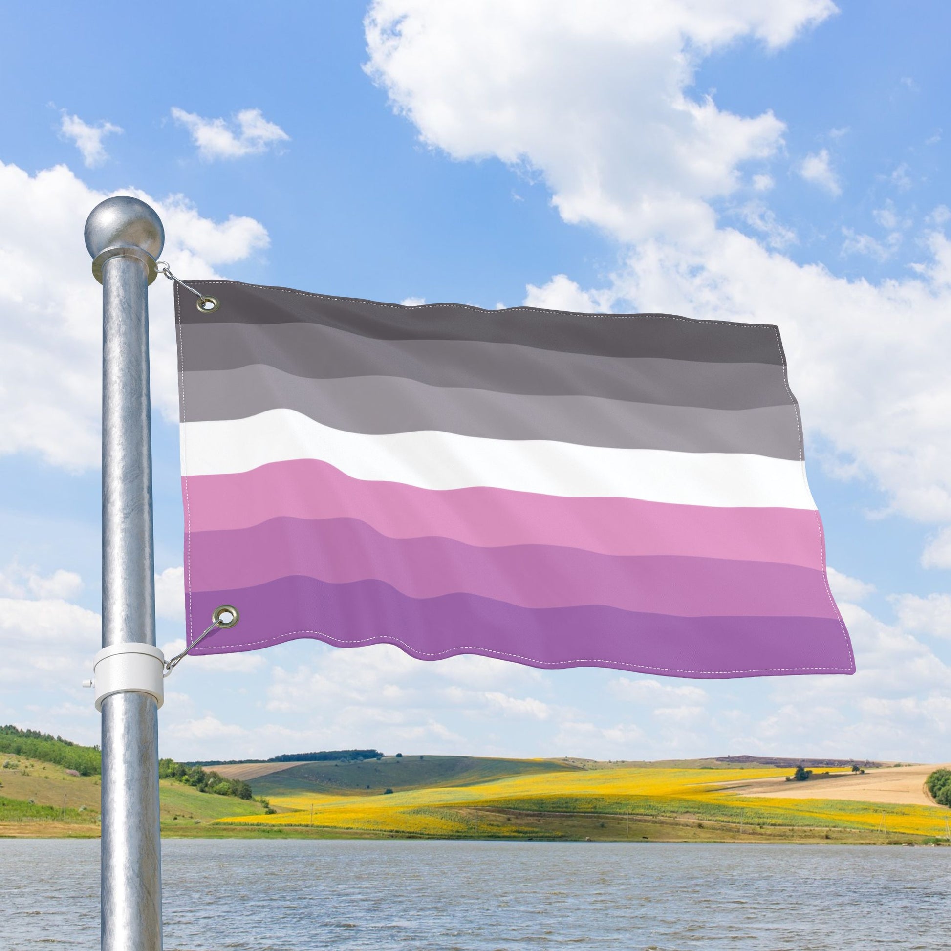 Petalsexual Grey Double-Sided Pride Flag with Grommets