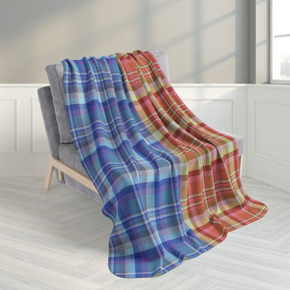50" × 60" Half Red, Half Blue Orlando FL Plaid Fleece Sherpa Blanket