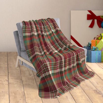 50" × 60" Christmas Rustic Plaid Fleece Sherpa Blanket