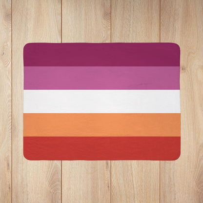 Lesbian Sunset Pride Flag Fleece Sherpa Blanket