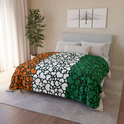 60" × 80" Beige Ivory Coast Flag Hearts Fleece Sherpa Blanket