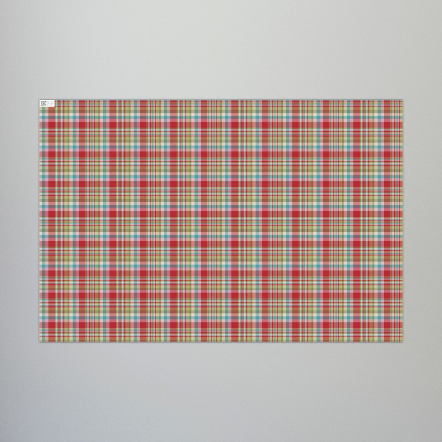 29'' x 20" Matte MCM Christmas Red, Blue, Pink & Green Plaid Gift Wrapping Paper Roll
