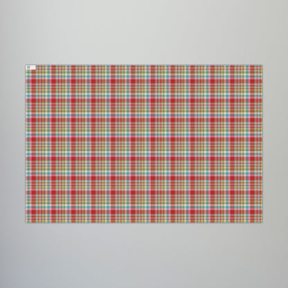 29'' x 20" Matte MCM Christmas Red, Blue, Pink & Green Plaid Gift Wrapping Paper Roll