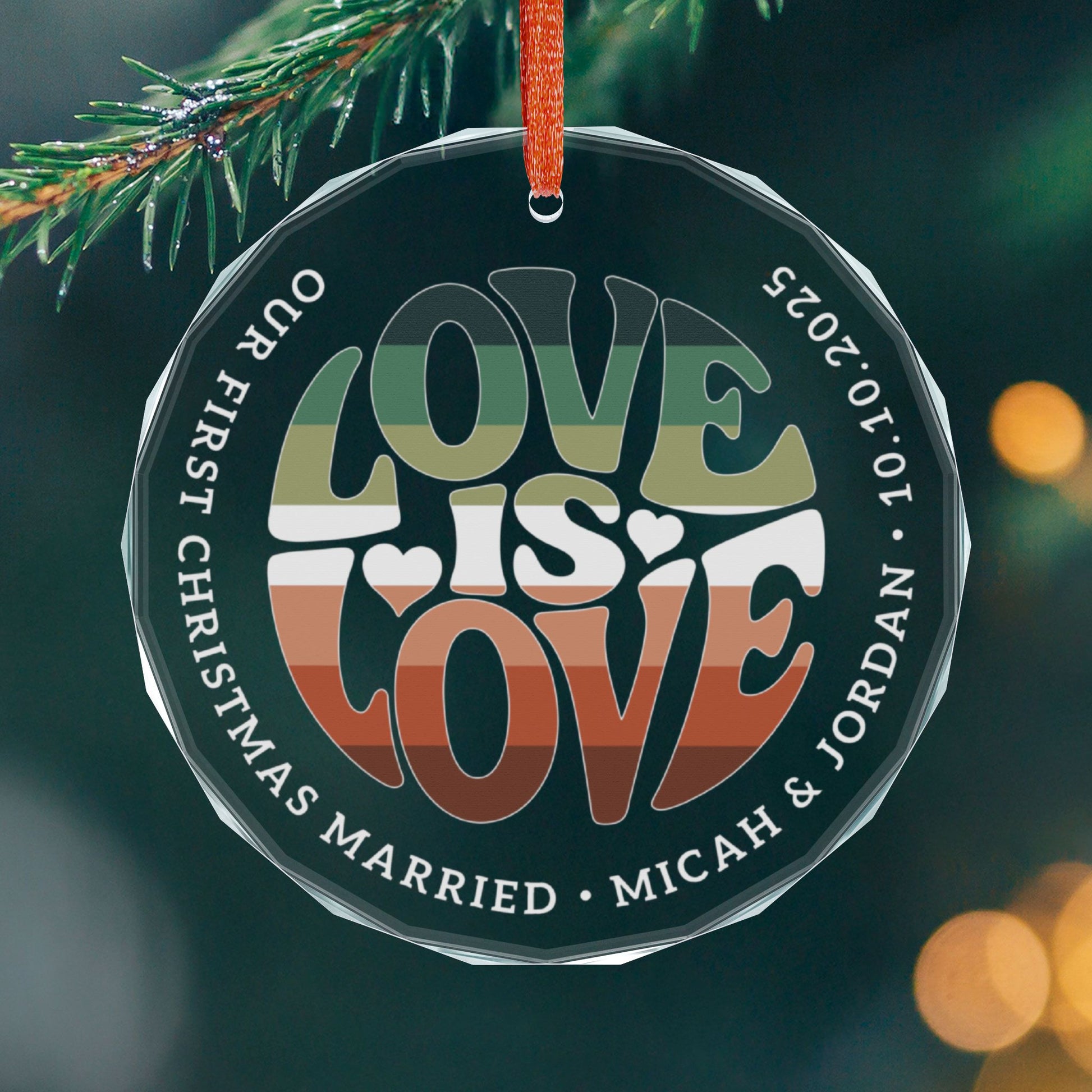 Round One size Custom Crystal Love is Love Nebulasexual Pride 3" Circle Ornament