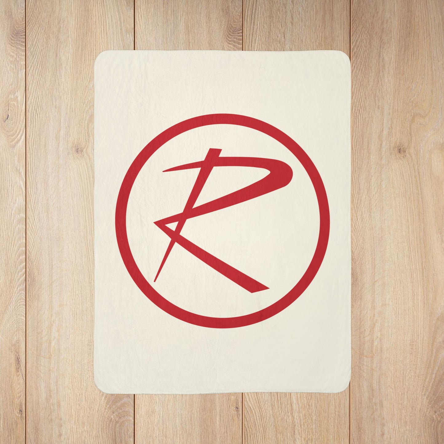 Rambler Red Logo Cream Fleece Sherpa Blanket