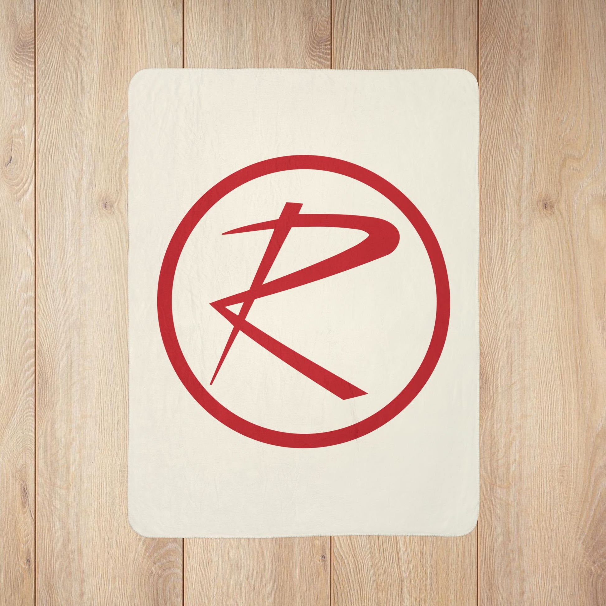 Rambler Red Logo Cream Fleece Sherpa Blanket