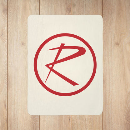 Rambler Red Logo Cream Fleece Sherpa Blanket