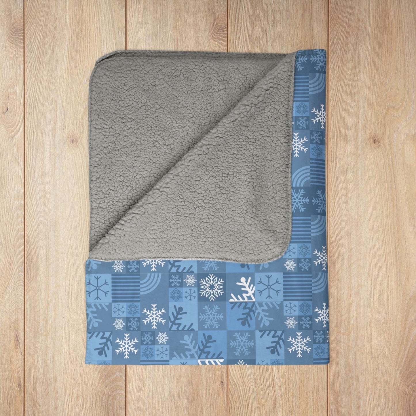 Winter Patchwork Fleece Sherpa Blanket