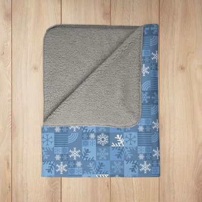 Winter Patchwork Fleece Sherpa Blanket