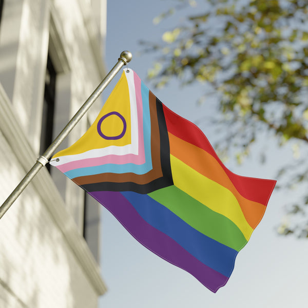 24'' × 36'' Intersex-Inclusive Rainbow Progress Pride Flag with Grommets