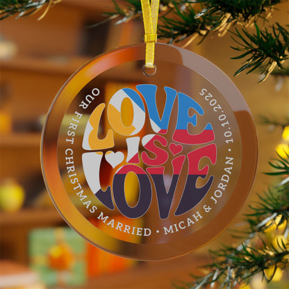 Custom Glass Love is Love Polyamory Pride 3.5" Circle Ornaments