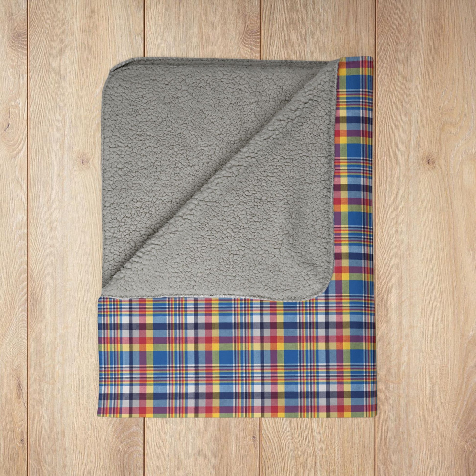 Blue, Red & Yellow Ohio Plaid Fleece Sherpa Blanket