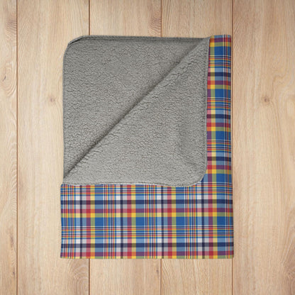 Blue, Red & Yellow Ohio Plaid Fleece Sherpa Blanket