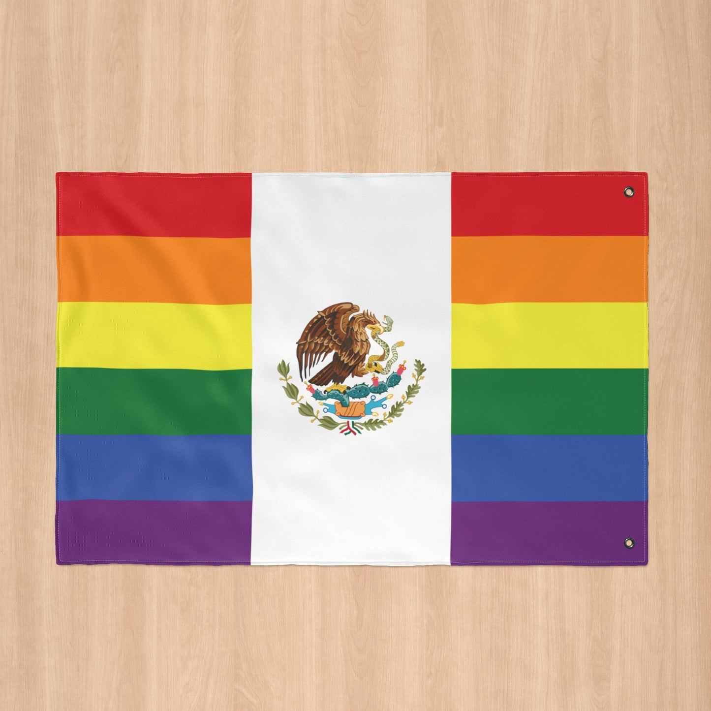 Mexico Rainbow Pride Flag with Grommets