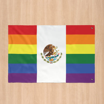 Mexico Rainbow Pride Flag with Grommets