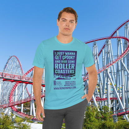 I Just Wanna Get Spooky & Roller Coasters Tee (FRONT graphic) • Irvine Ondrey Engineering