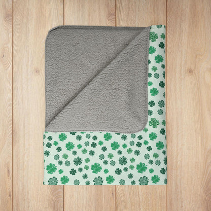 St. Patrick's Day Mint Shamrocks Fleece Sherpa Blanket