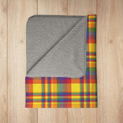 Rainbow Pride Plaid Fleece Sherpa Blanket