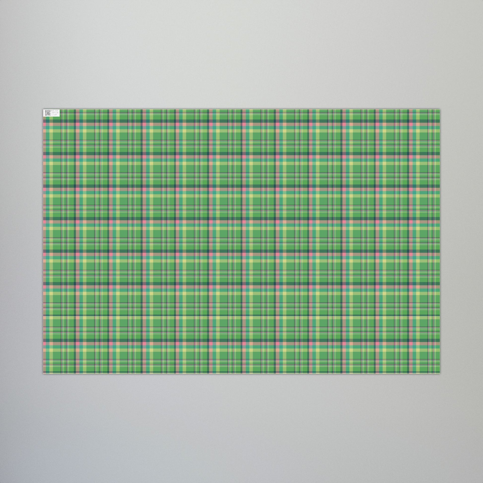 29'' x 20" Matte MCM Christmas Green & Pink Plaid Gift Wrapping Paper Roll