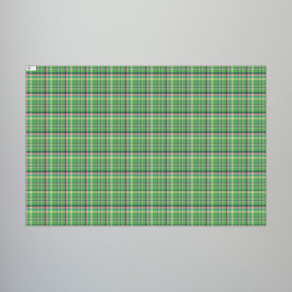 29'' x 20" Matte MCM Christmas Green & Pink Plaid Gift Wrapping Paper Roll