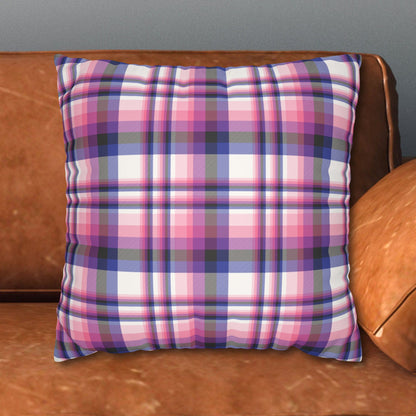 20" × 20" Genderfluid Plaid Faux-Suede Throw Pillow Cover