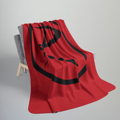 Rambler Black Logo Red Fleece Sherpa Blanket