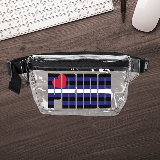 One size Clear Black Leather Pride Clear Fanny Pack
