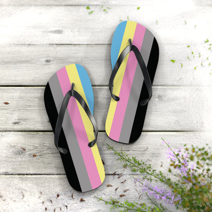 XL Black sole Polygender Pride Flip Flops