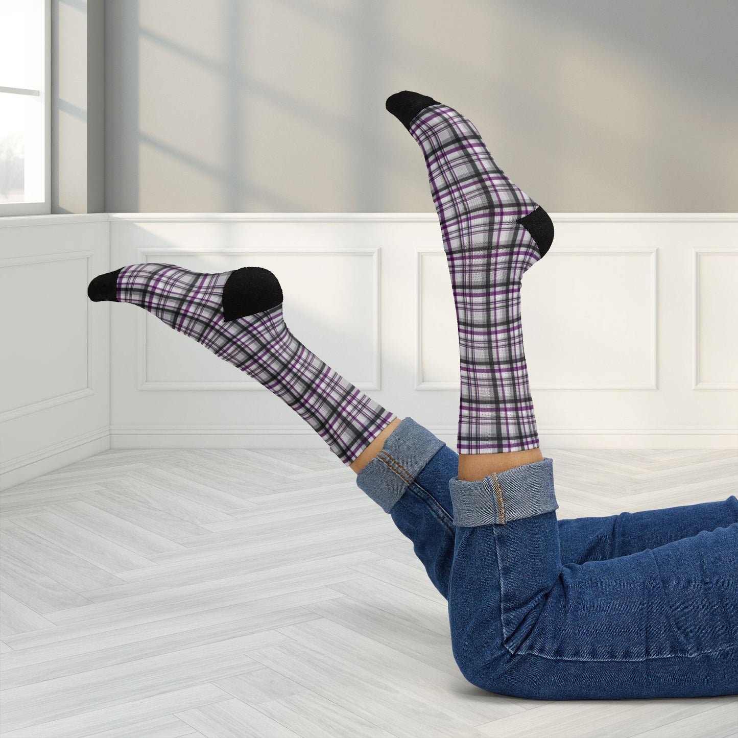 Asexual Pride Plaid Socks