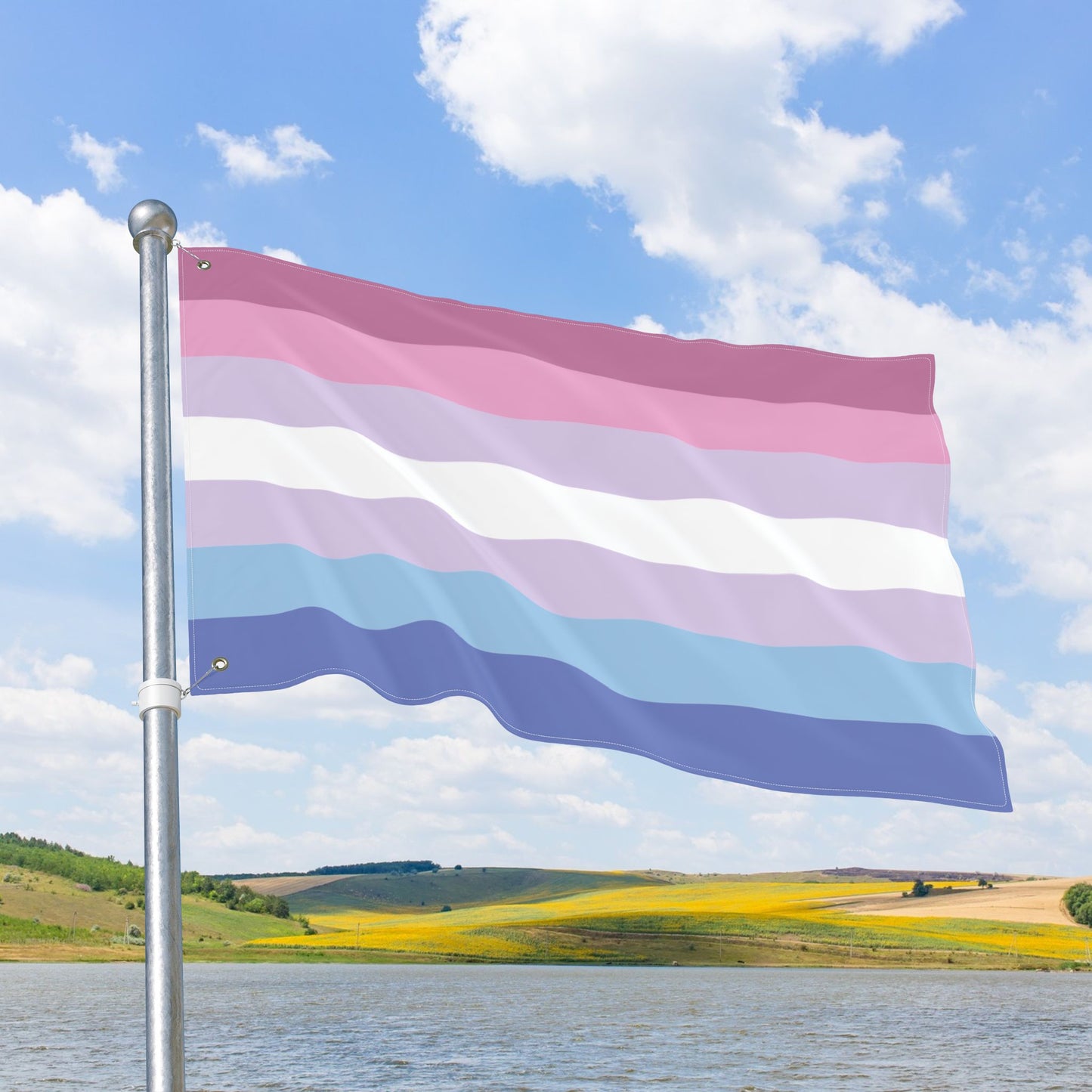Bigender Purple Pride Flag with Grommets