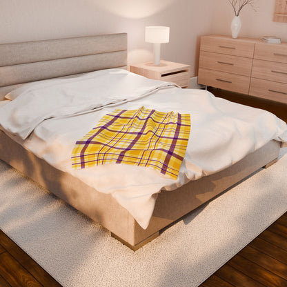 Intersex Pride Plaid Velveteen Plush Blanket