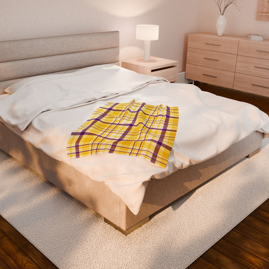 Intersex Pride Plaid Velveteen Plush Blanket