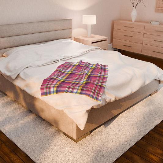 Bigender Yellow Pride Plaid Velveteen Plush Blanket