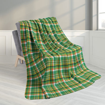 60" × 80" Grey St. Patrick's Day Greens Plaid Fleece Sherpa Blanket